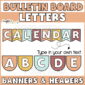 Shows the header "calendar" with bunting shapes. Text says "Bulletin Board Letters"