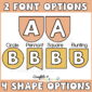 Shows 2 font and 4 shape options for the classroom headers