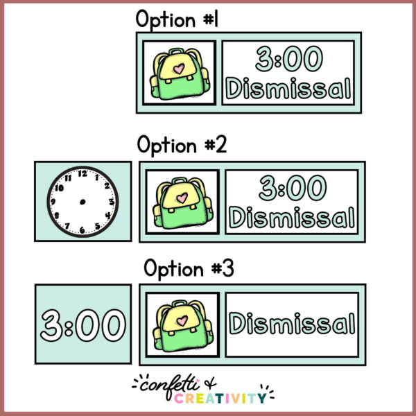 Modern Neutral Visual Cards - Three options Shows 3 examples of how to set up the schedule