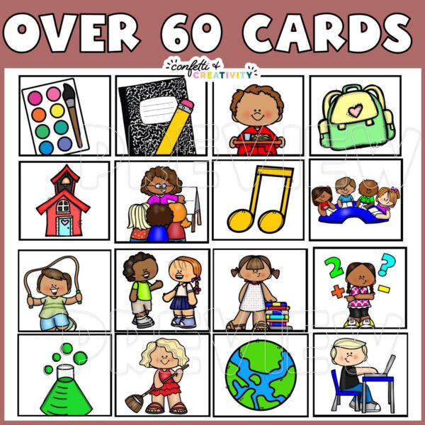 Modern Neutral Visual Cards - Card Examples Shows 12 example cards with the text "Over 60 cards" at the top of the picture