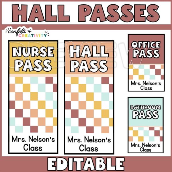 Modern Neutrals Hall Pass 3 Shows multiple versions of hall passes