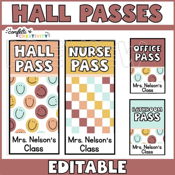 Modern Neutrals Hall Pass 5 Shows multiple versions of hall passes