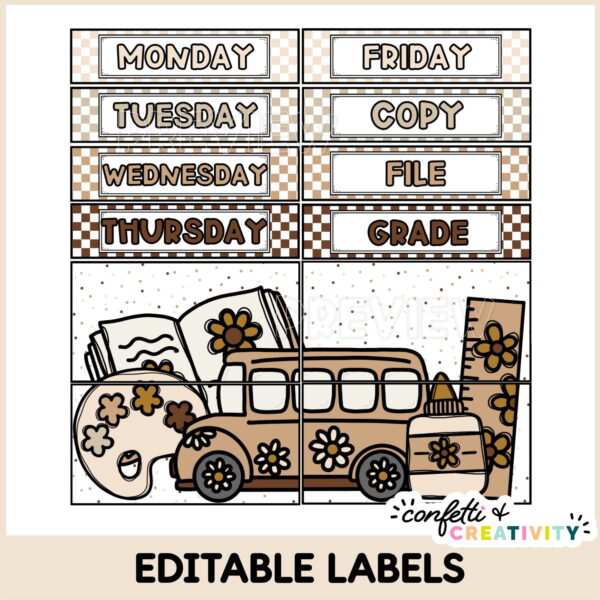 Neutral Drawer Cart Labels - Example Labels Shows the entire 12 drawer cart labels put together