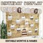 Shows the birthday board set up with the text "Birthday Display" at the top of the image