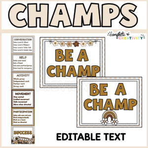 Shows what the entire CHAMPS Posters look like put together