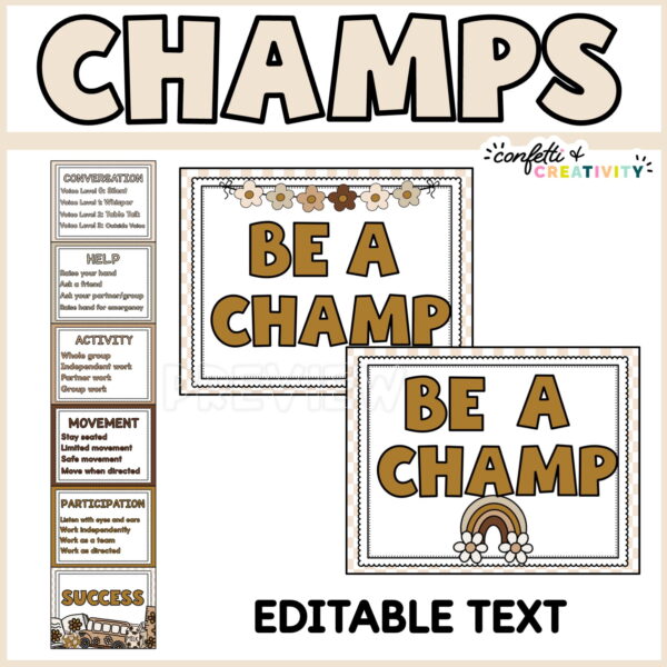 Shows what the entire CHAMPS Posters look like put together