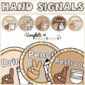 Shows many hand signal examples