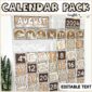 Shows text "Calendar Pack" at the top of the image with an example of the calendar set up