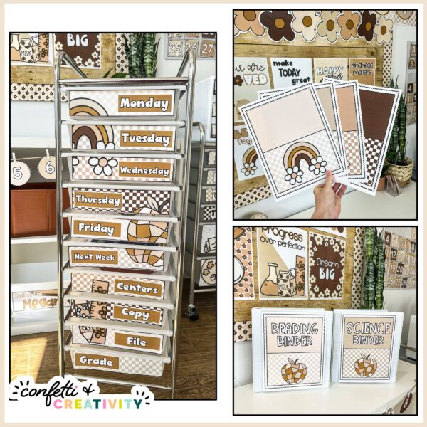 Neutral Classroom Decor Bundle - 10 Drawer Cart Labels, Binders, and so much More Features the Neutral 10 Drawer Cart Labels, Editable Binder Covers, and other neutral classroom theme items