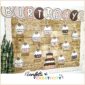 Shows the Neutral Birthday Board form the neutral classroom theme set up with student names and month cards