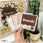 Shows fanned out examples of classroom labels with a square shape