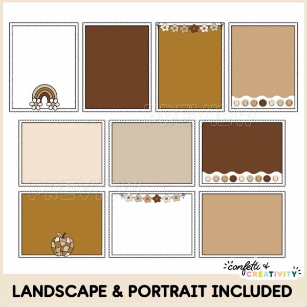 Neutral Classroom Posters - Examples Shows many different vertical and horizontal neutral colored classroom posters