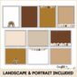 Shows many different vertical and horizontal neutral colored classroom posters