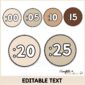 Shows examples of the clock labels from :00 to :25