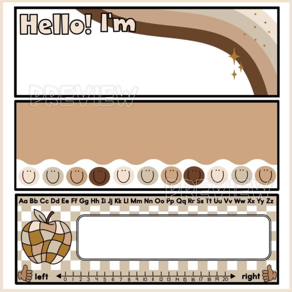 Neutral Desk Nameplates - Blank Examples Shows two blank desk name plate examples