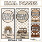Shows examples of the neutral colored hall passes. Shows both large and smaller sized cards. The text "Hall Passes" is at the top of the image