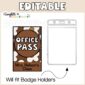 Shows a small hall pass size with a plastic lanyard attachment with the text "Will fit badger holders"