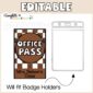 Shows a small hall pass size with a plastic lanyard attachment with the text "Will fit badger holders"