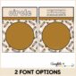 Shows the circle shape posters in both the standard font as well as the dotted line font