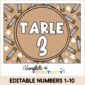 Shows a zoomed in version of table 3 card. The design is a neutral color palette with pencils in the background