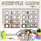 Shows the neutral visual schedule set up on a stock photo bulletin board