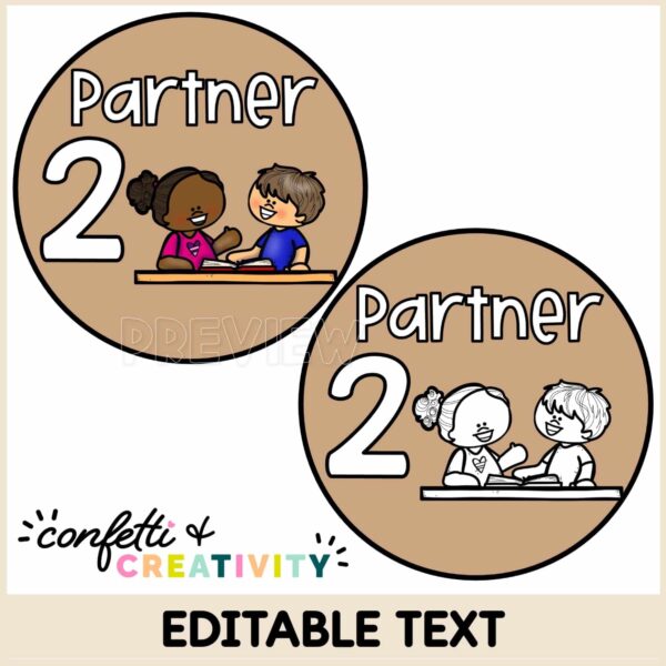Neutral Voice Levels - Clipart Options Shows two different options for the "partner" voice level. One version has black and white clipart, while the other has colored clipart