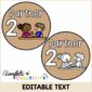 Shows two different options for the "partner" voice level. One version has black and white clipart, while the other has colored clipart