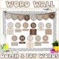 Shows the neutral word wall set up on a stock photo of a bulletin board