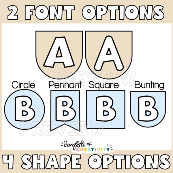 Ocean Header Preview 3 Shows the two font options and the four shape options