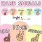 Shows the whole set of pastel hand signal cards