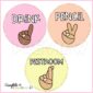 Shows the hand signal cards for drink, pencil, and restroom