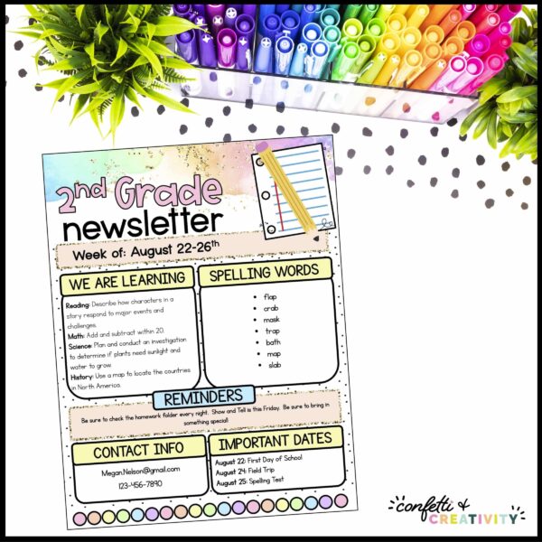 Pastel Newsletters - Stock Photo Shows an alternative design for the newsletters on a table stock photo