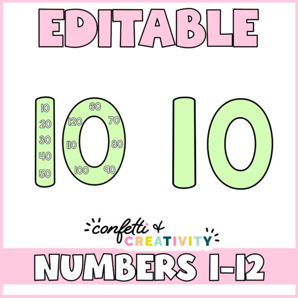 Pastel Skip Counting Preview 2 Shows number 10 with multiplication numbers as well as a blank version with the text "Editable"