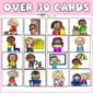 Shows 16 example job cards from the classroom jobs. Has the text "Over 30 cards" at the top of the image