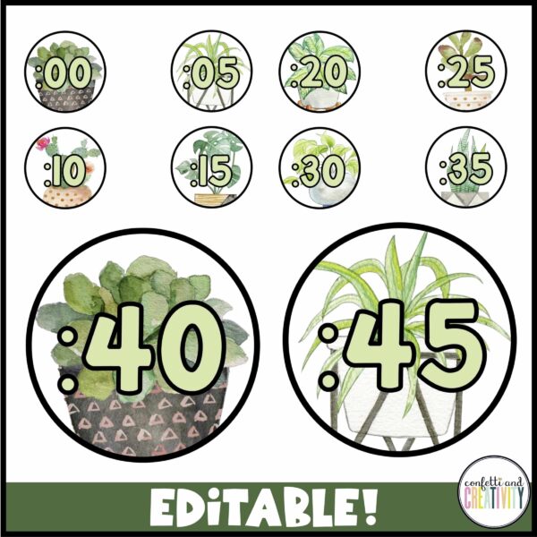 Plant Clock Labels 2 Shows clock labels from :00 to :45