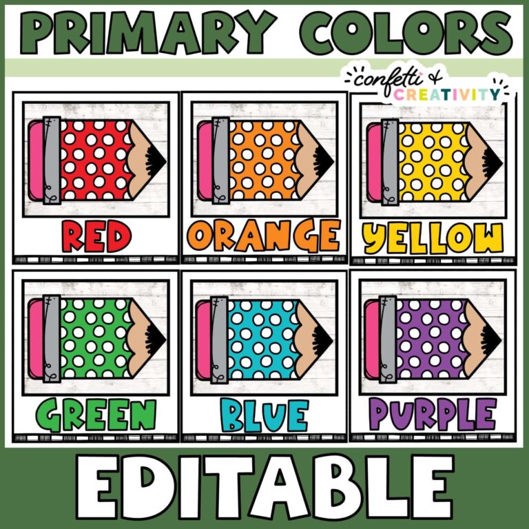 Shows colored pencils as examples of what each set of color posters look like