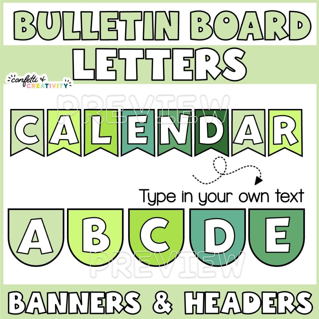 Shows "Calendar" as an example header on a stock photo bulletin board