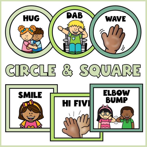 Plant Morning Greeting Signs - Square and Circle Options Shows example morning greetings with circles and squares designs