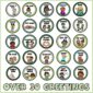 Shows 25 different morning greeting options with circle designs. Includes the text "30 Greeting Signs" at the bottom of the image