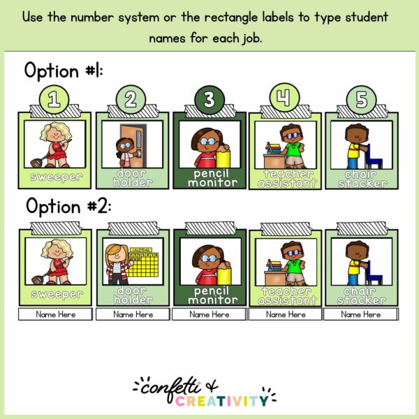 Plant Classroom Jobs 2 Shows two different ways to set up the job cards