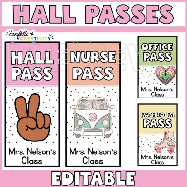 Retro Hall Pass 3 Shows different hall pass designs