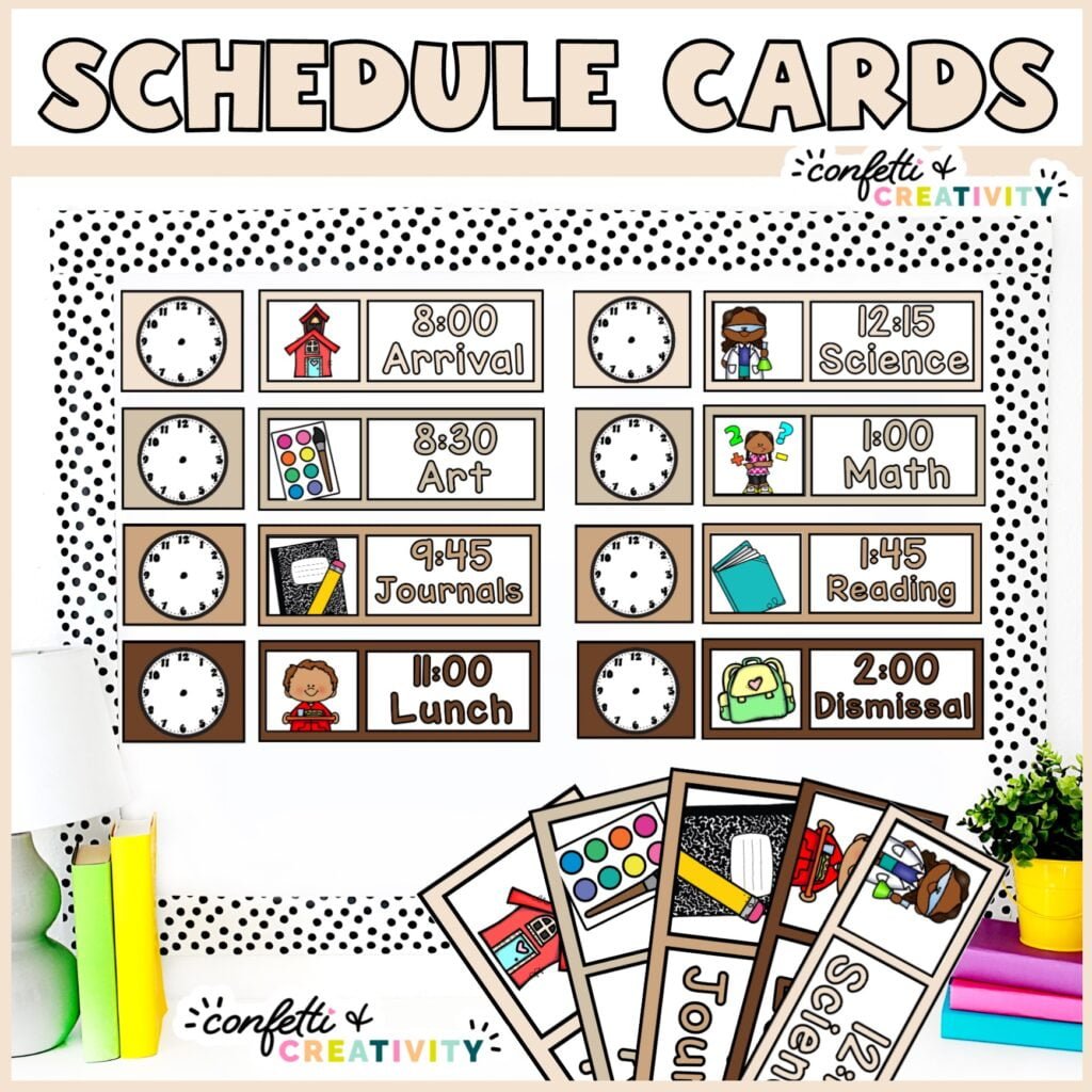 Neutral Primary Schedule Cards | Confetti & Creativity