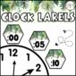 Shows clock labels next to stock photo clock