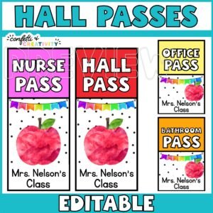 Watercolor Hall Passes