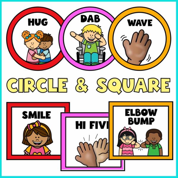 Watercolor Morning Greeting Signs - Circle and Square Cards Shows both circle and square greeting signs