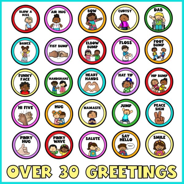 Watercolor Morning Greeting Signs - Example Cards Shows 25 of the 30 greeting cards available in the product