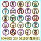 Shows 25 of the 30 greeting cards available in the product
