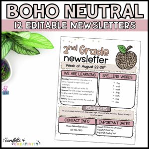 Shows the classroom newsletter with text for a cover photo for the product