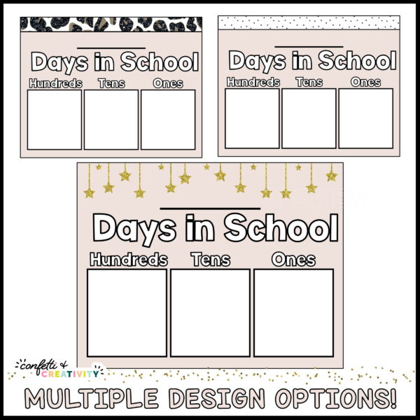 Boho Neutral Days in School 2 Shows 3 different options to show the days in school count