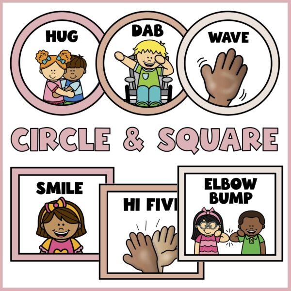 Neutral Morning Greeting Signs - Squares and Circles Shows both circle and square options for the morning greeting signs